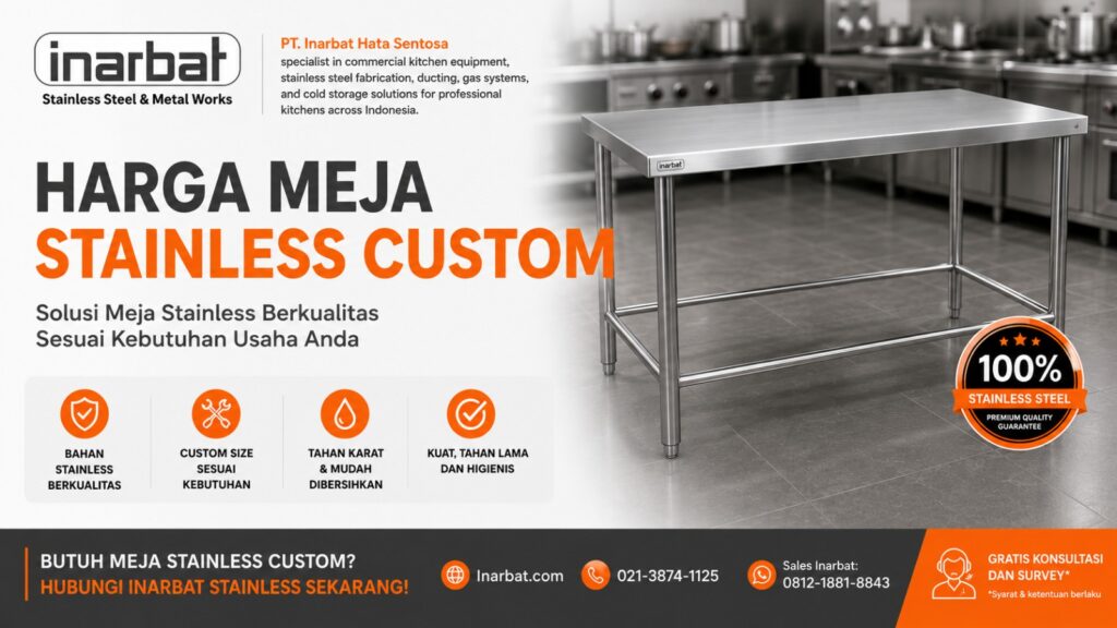 Banner Harga Meja Stainless Custom dari Brand INARBAT